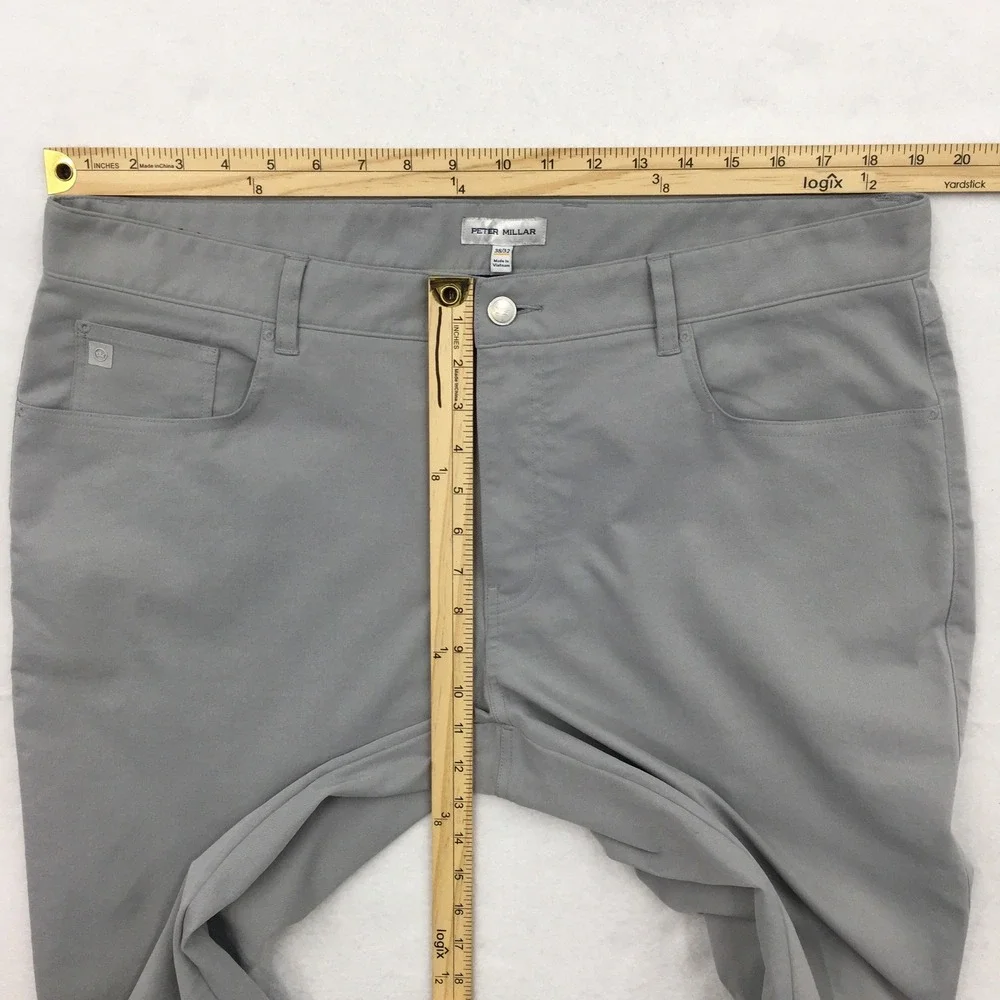 Peter Millar Gale Performance Pants Mens 38x32 Gray Five Pocket Golf Trousers